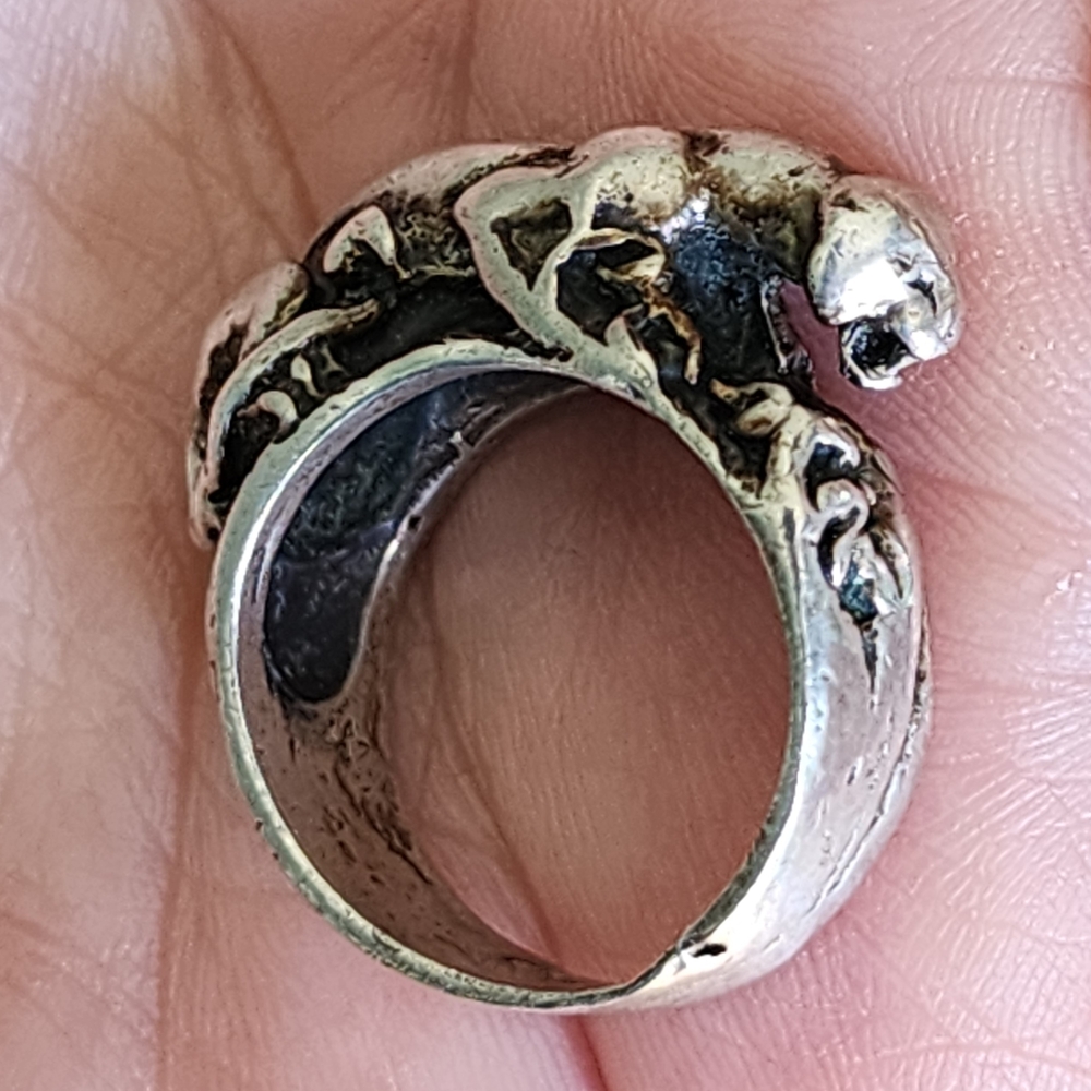 vintage Sterling Silver Animal Design Cat Panther Leapard Ring Size 7 Jewelry - Picture 5 of 9